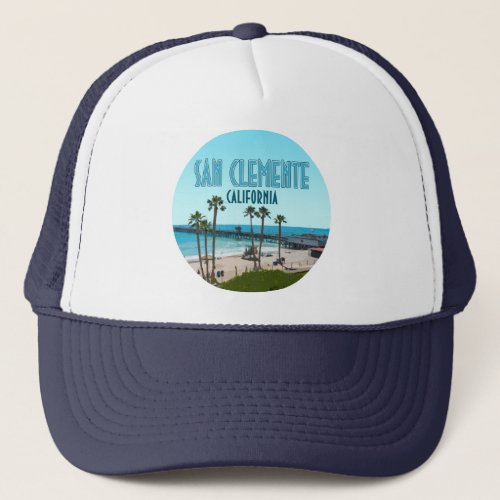 San Clemente Pier Beach California Vintage Trucker Hat