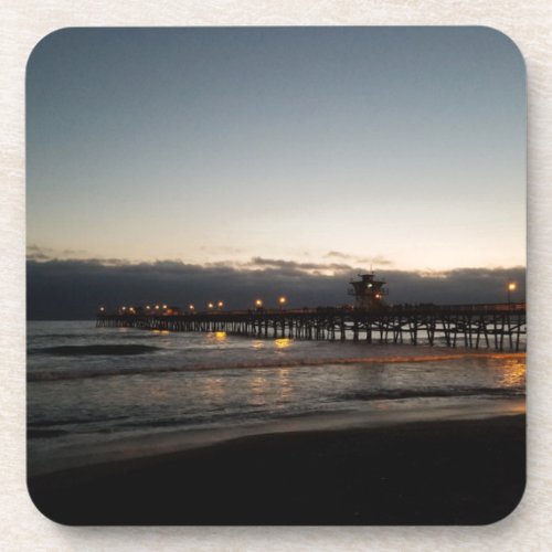 san clemente pier night time ocean california drink coaster