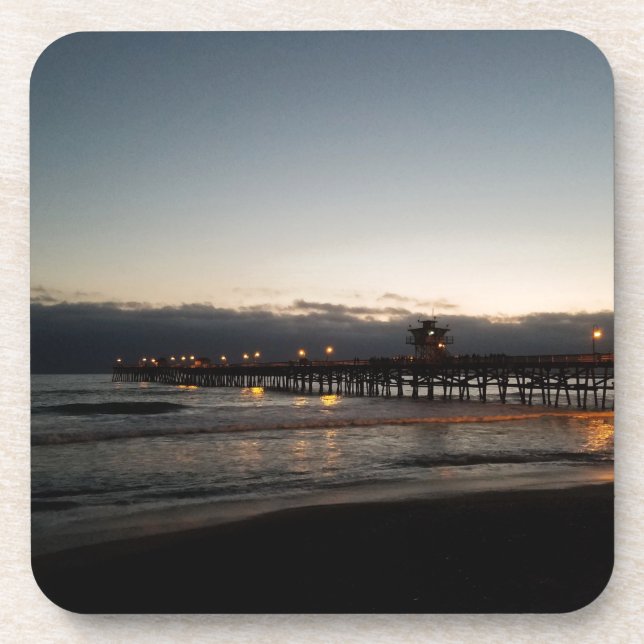 san clemente pier night time ocean california drink coaster (Front)