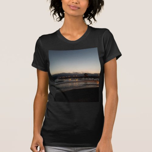 san clemente pier night time ocean california T_Shirt