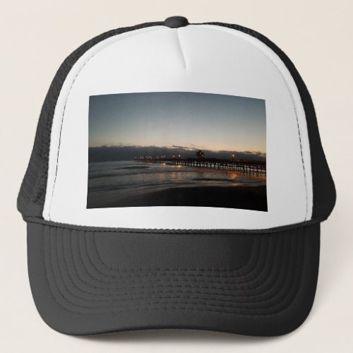 san clemente pier night time ocean california trucker hat