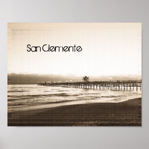 San Clemente pier vintage California photo Poster