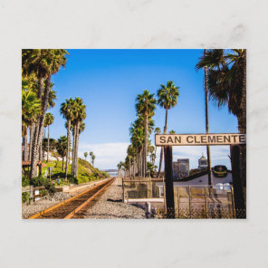 San Clemente Railroad Crossing Train Tracks Postcard
