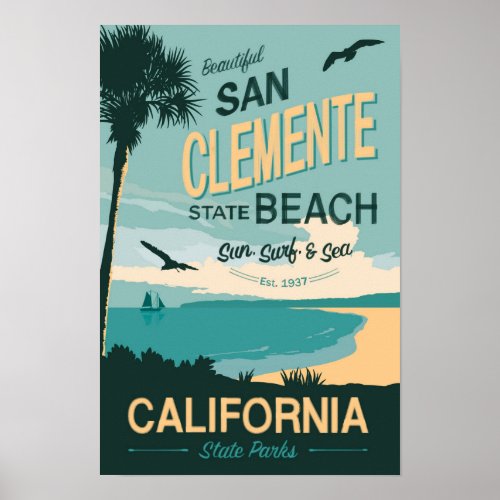 San Clemente State Beach Travel Poster