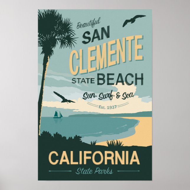 San Clemente State Beach Travel Poster (Front)