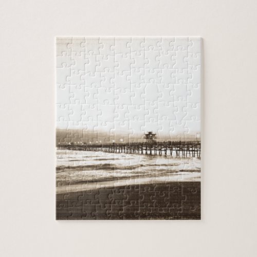 San Clemete pier California beach vintage photo Jigsaw Puzzle