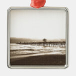 San Clemete pier California beach vintage photo Metal Ornament