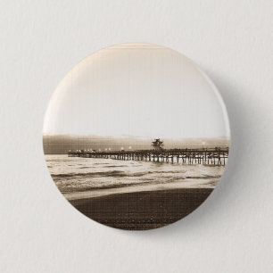 San Clemete pier California beach vintage photo Pinback Button