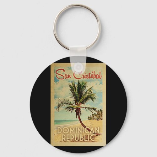 San Cristobal Palm Tree Vintage Travel Keychain
