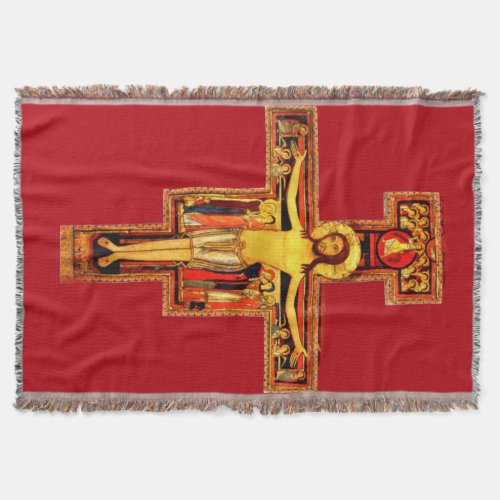 San Damiano Crucifix St Francis of Assisi Throw Blanket