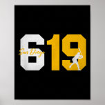 San Diego 619 Vintage 90s Baseball Player Silhouet Poster