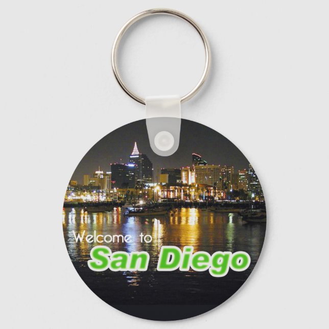 San Diego at Night Keychain (Front)