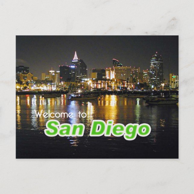 San Diego at Night Postcard (Front)