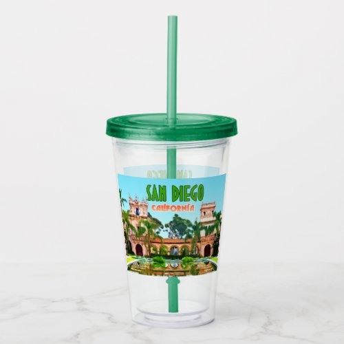 San Diego Balboa Park California Vintage Acrylic Tumbler