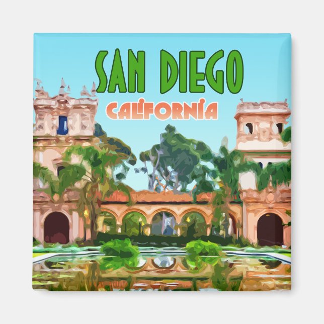 San Diego Balboa Park California Vintage Magnet (Front)