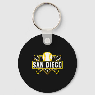 San Diego Baseball Home Plate Crossed Bats T Shirt Keychain