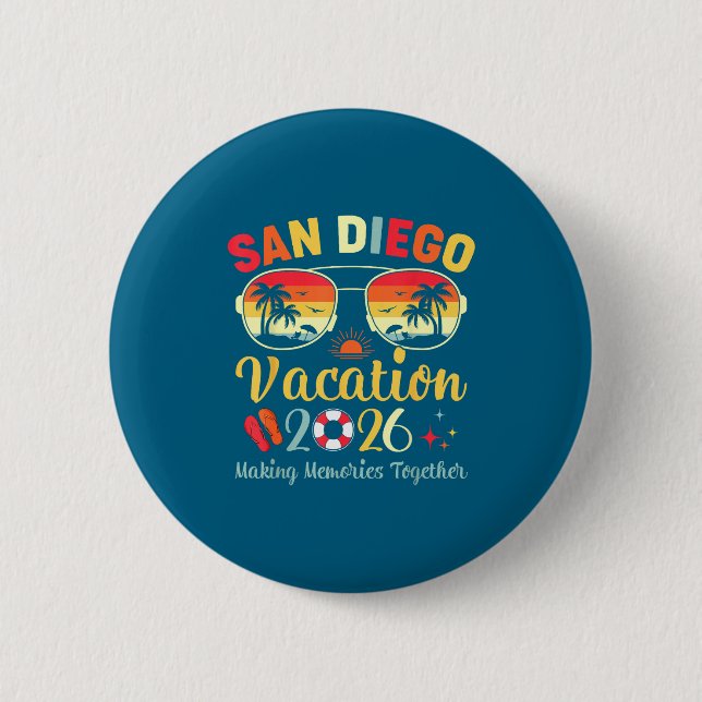 San Diego Beach Ca Vacation Graphic Art Button (Front)
