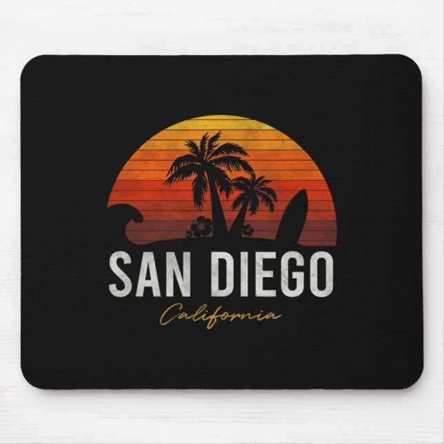 San Diego Beach California Palms Vacation Surf Sun Mouse Pad (Front)