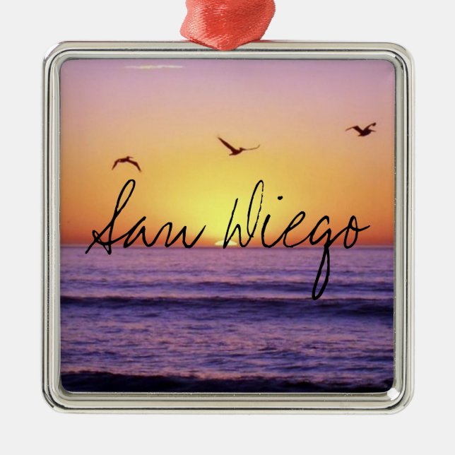San Diego Beach Sunset Metal Ornament (Front)