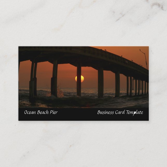 San Diego Beach Sunset Ocean Beach Pier Business Card (Front)