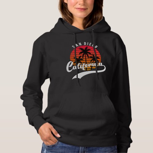 San Diego Black Retro Sunset Hoodie