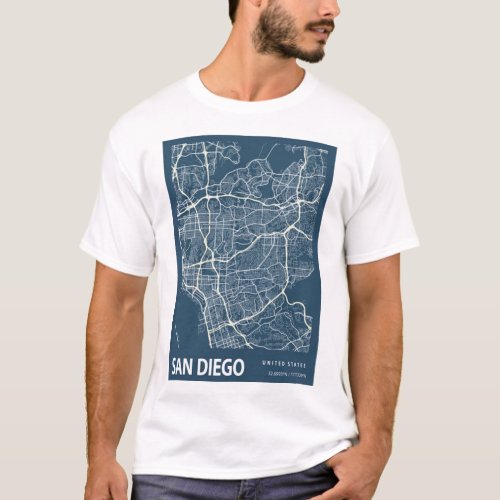 San Diego Blueprint Street Map San Die T_ShirtSan  T_Shirt