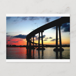 San Diego Bridge Sunset Postcard