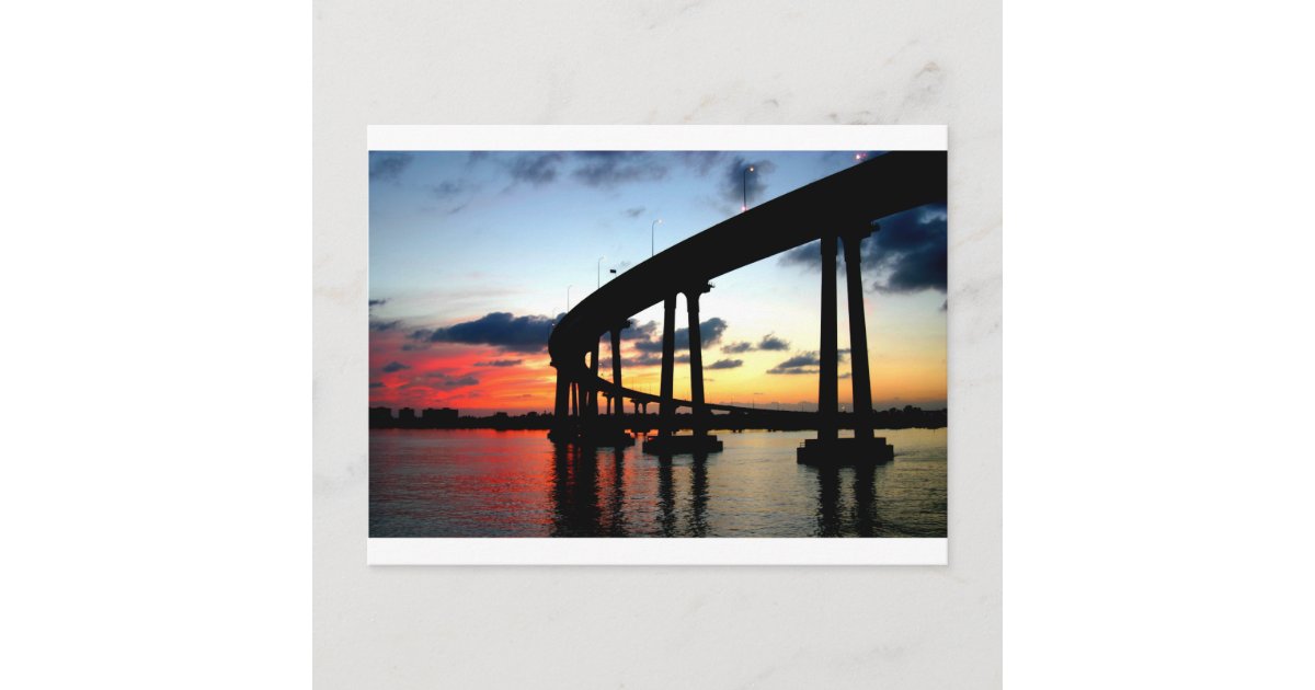 San Diego Bridge Sunset Postcard Zazzle