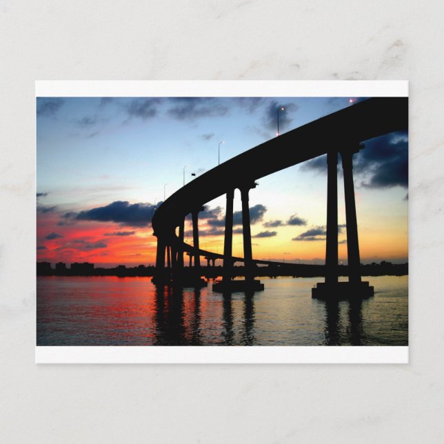 San Diego Bridge Sunset Postcard (Front)