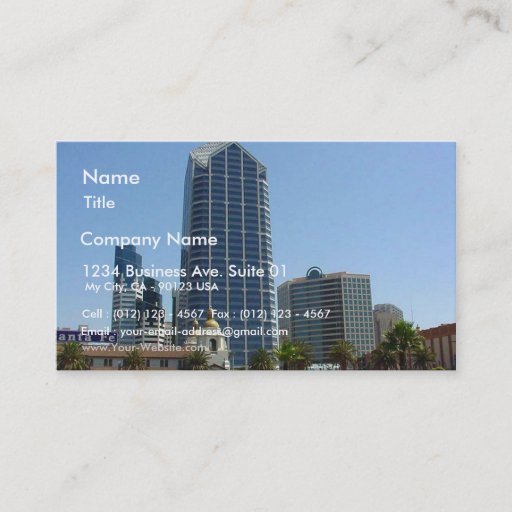 Customizable San Diego Buildings High Rise Skyline Business Card Template