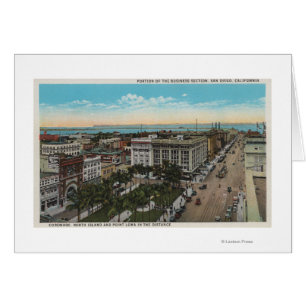 San Diego, CA - Bird's Eye View of Downtown