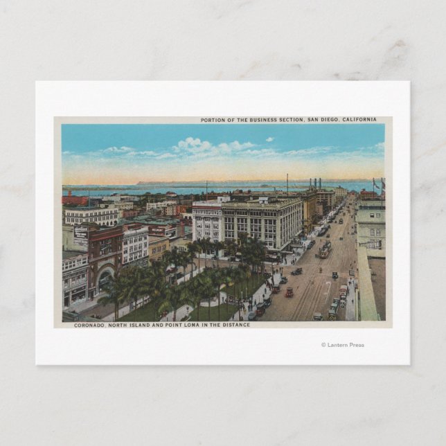 San Diego, CA - Bird's Eye View of Downtown Postcard (Front)