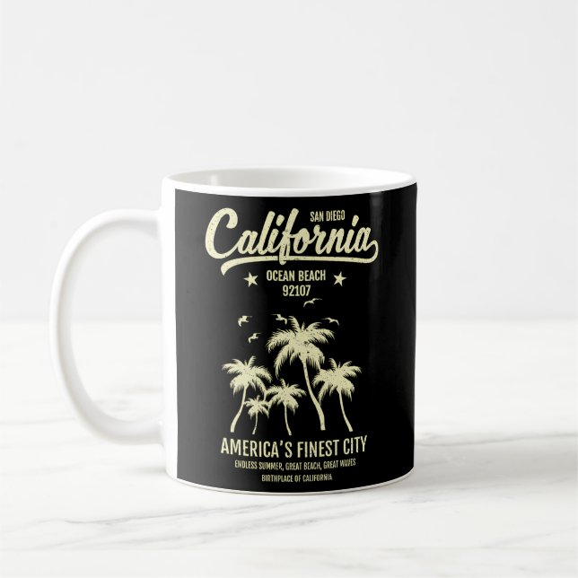 San Diego Ca California Ocean Beach 92107 Vacation Coffee Mug (Left)
