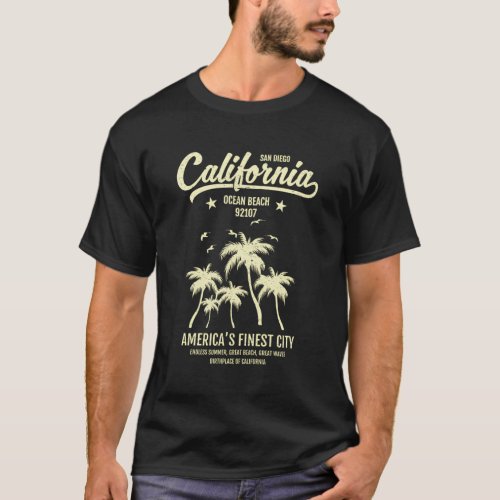 San Diego Ca California Ocean Beach 92107 Vacation T_Shirt