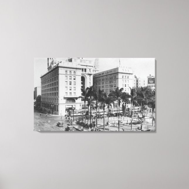 San Diego, CA City View of US Grant Hotel Canvas Print (Front)