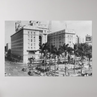 San Diego, CA City View of US Grant Hotel Poster