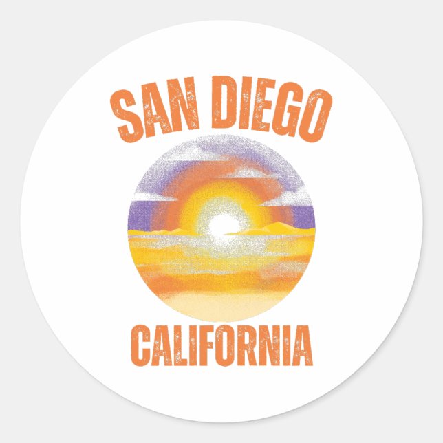 SAN DIEGO CA CLASSIC ROUND STICKER (Front)