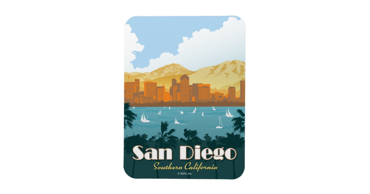 San Diego Magnet Tie Dye San Diego Design Classic Tin Magnet 2 x 3 Inches 