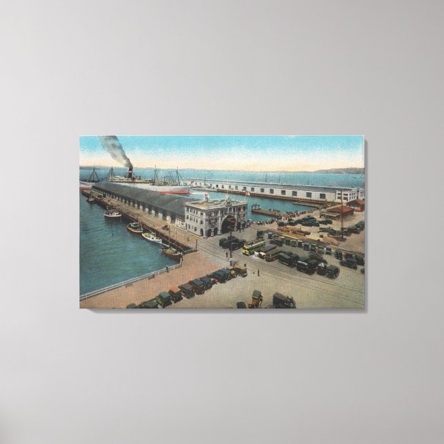 San Diego, CA - Municipal Piers Waterfront Canvas Print (Front)