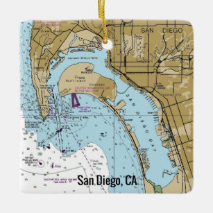 San Diego CA Nautical Chart Ceramic Ornament