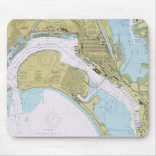 San Diego CA Nautical Harbor Chart mousepad