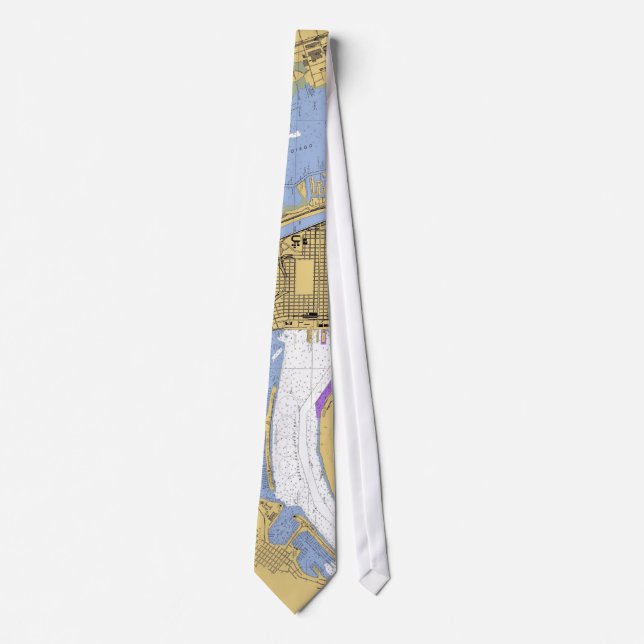 San Diego, CA Nautical Harbor Chart Tie (Front)