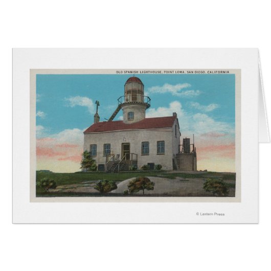 San Diego, CA - Old Spanish Lighthouse at Cards (Front Horizontal)