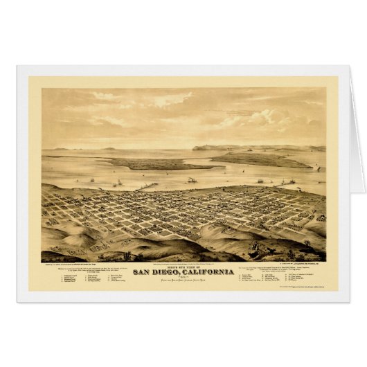 San Diego, CA Panoramic Map - 1876 Cards (Front Horizontal)