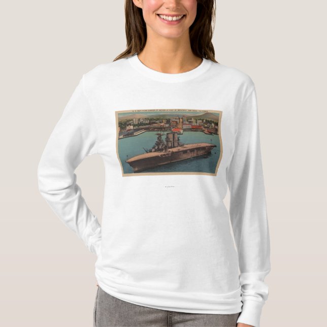 San Diego, CA - View U.S. Navy Aircraft Carrier T-Shirt (Front)