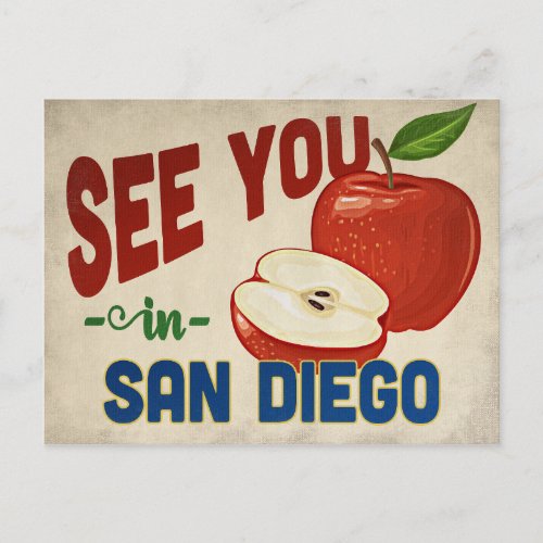 San Diego California Apple _ Vintage Travel Postcard