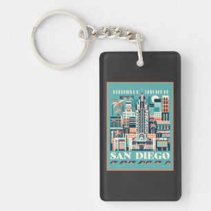 San Diego California Art Deco Keychain