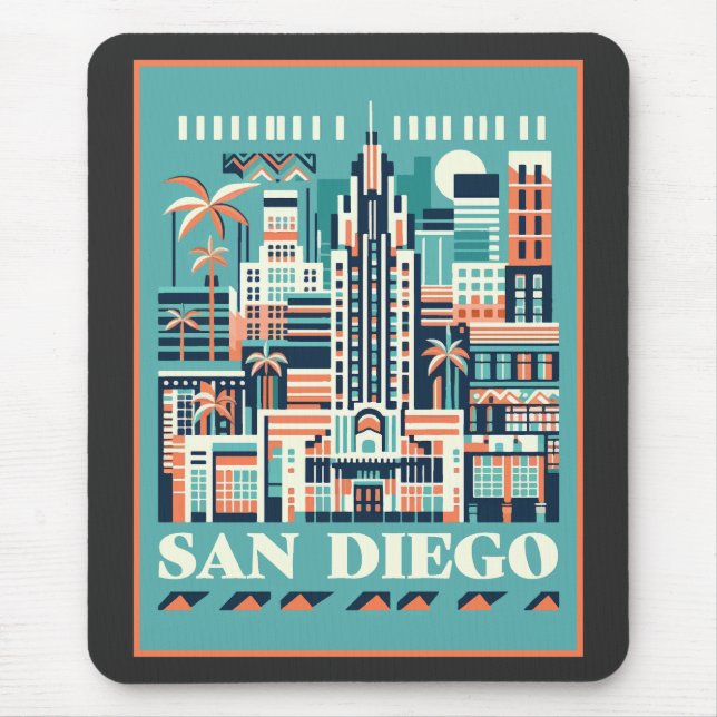 San Diego California Art Deco Mouse Pad (Front)