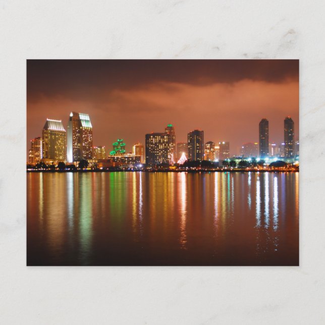 San Diego California at Night Postcard (Front)
