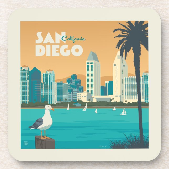San Diego, California Beverage Coaster (Front)